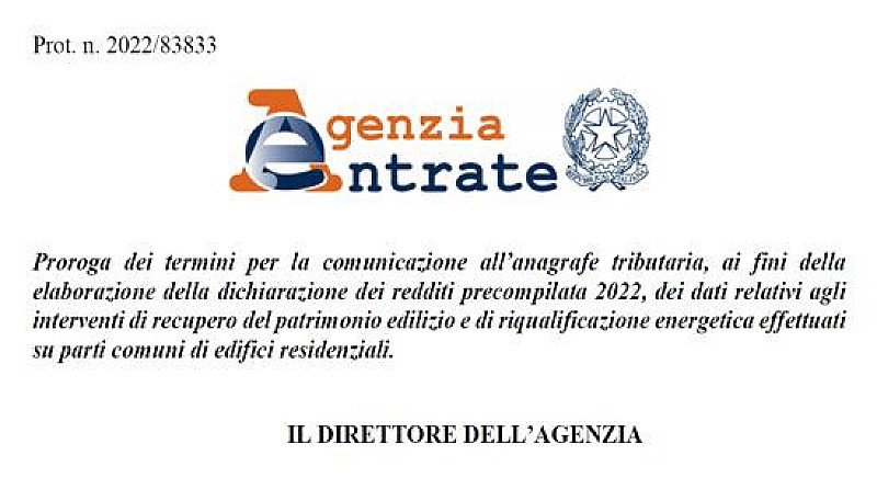 Proroga bonus edilizi e ristrutturazioni: le comunicazioni all’Agenzia delle Entrate
